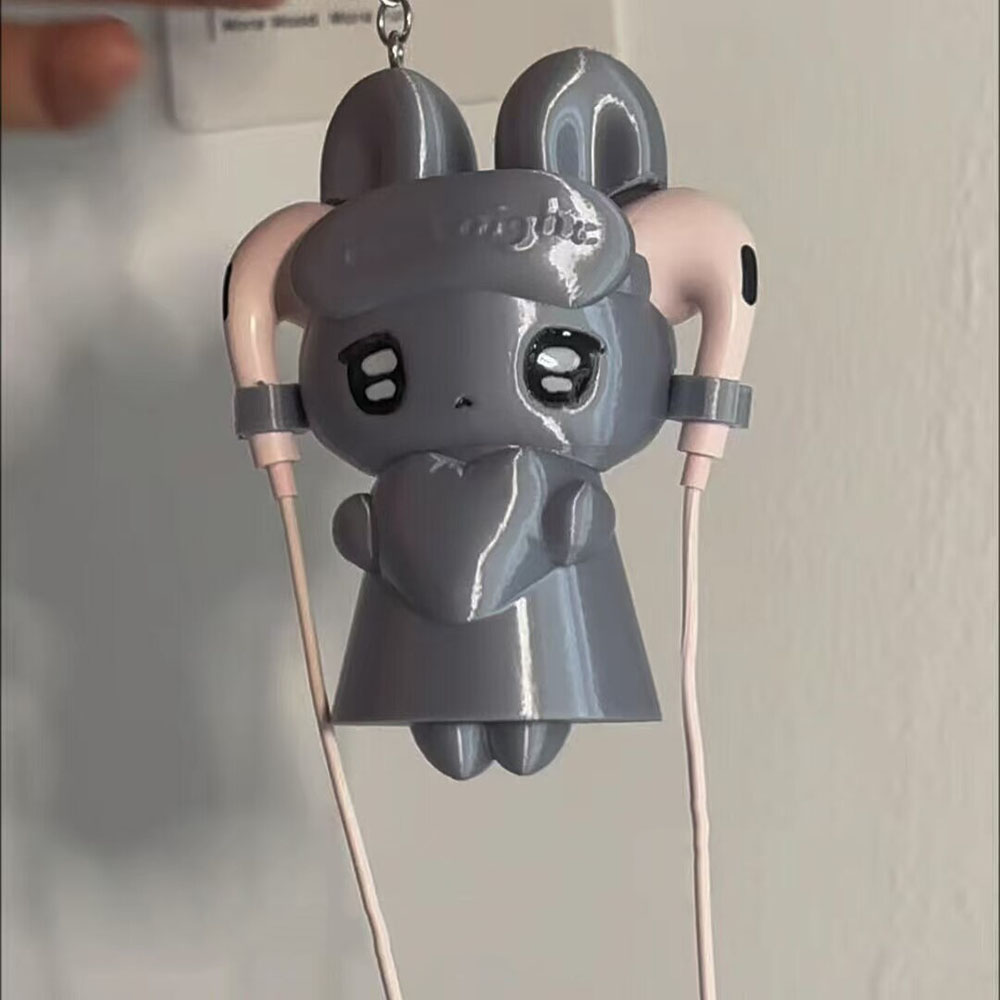 Cable Management Bag - Tavşan Kulaklık Kablo Düzenleyici Anahtarlık Karikatür