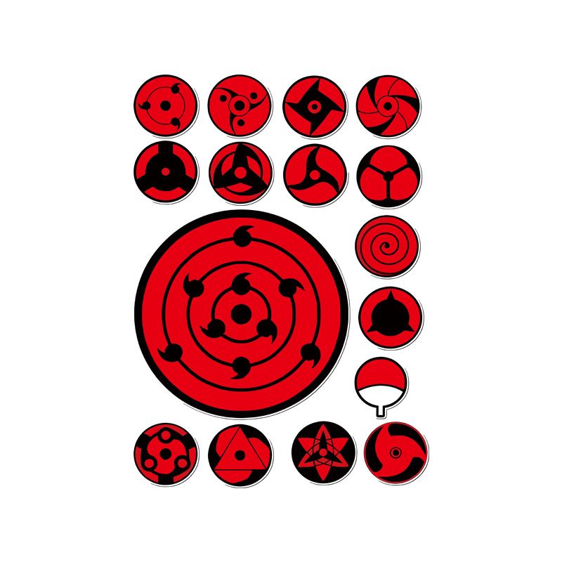 Laptop Accessories Protector - Sharingan Gözü Kesim Çıkartma Seti Su