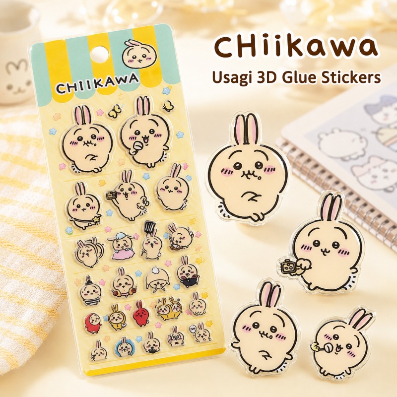 Laptop Editing Accessories - Sevimli Chiikawa Usagi 3D Tutkal Etiket